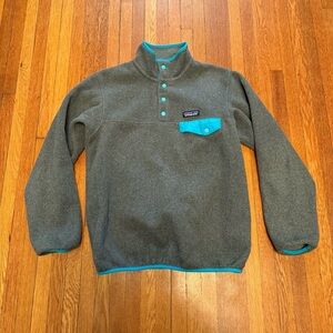 Patagonia Synchilla Fleece Pullover Gray and Teal Size XS